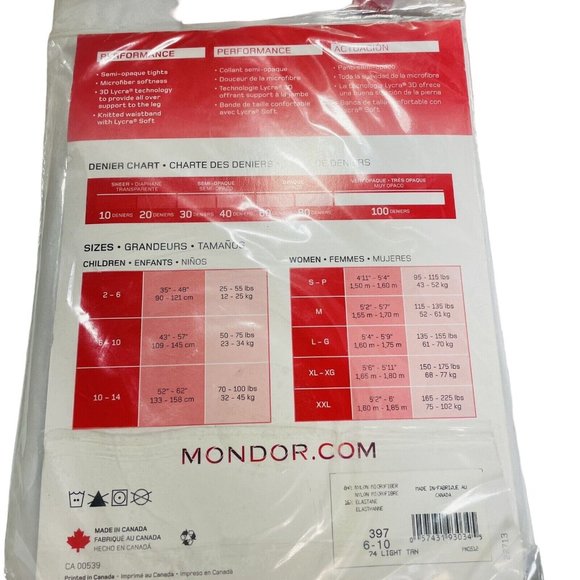4 Packs MONDOR 397 Dance Tights Child Size 6-10 Footed Soft Light Tan Support - Picture 4 of 6
